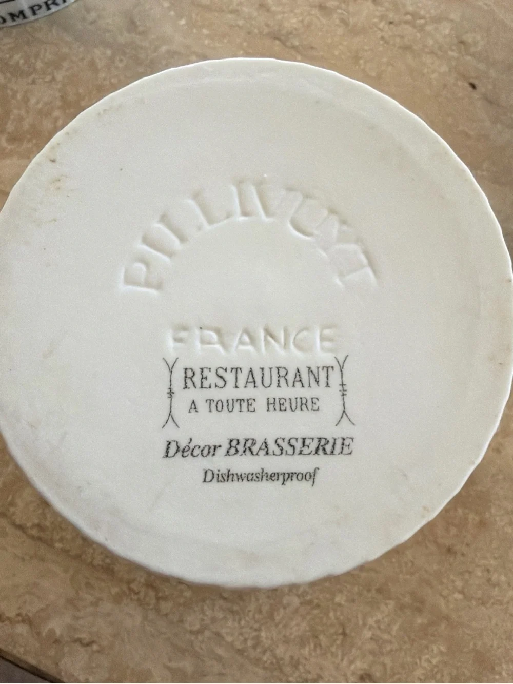 Pillivuyt France Brasserie Ceramic Ramekin Set of 5 Vintage Restaurant Motif